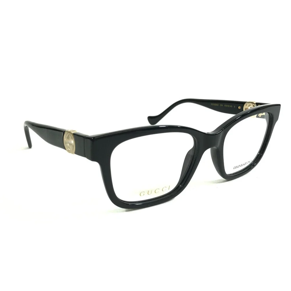 Gucci Eyeglasses Frames GG1025OZ 004 Shiny Black Gold Cat Eye Full Rim 51-18-140 - Picture 3 of 11